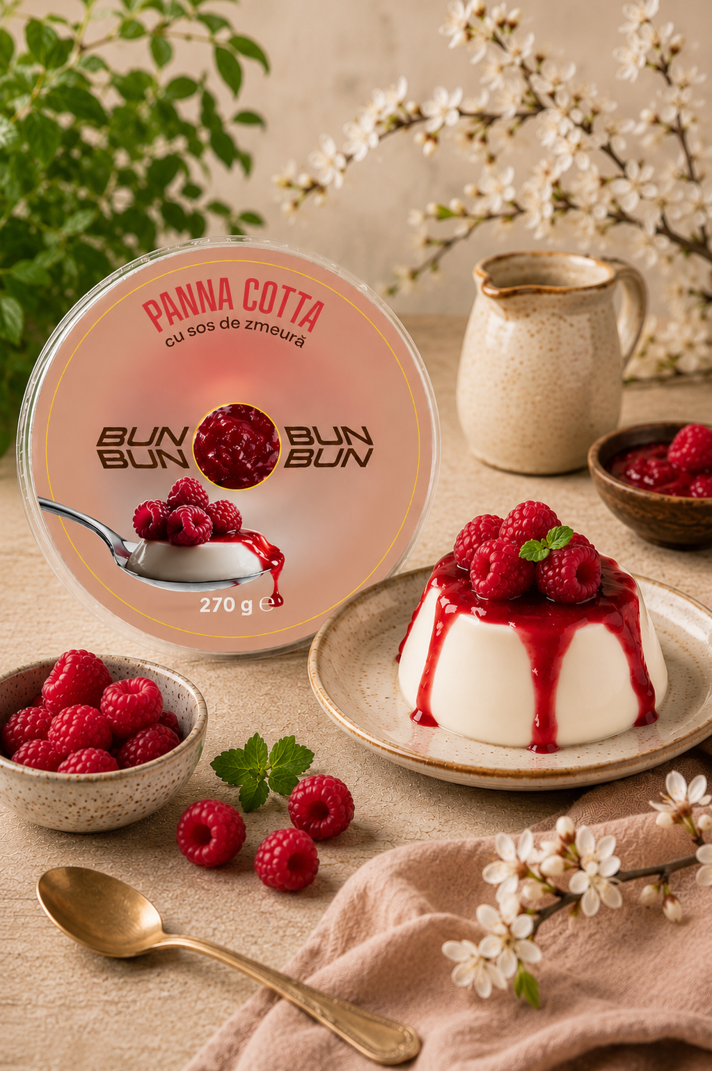 panna cotta cu sos de zmeura budinca gama bunbun